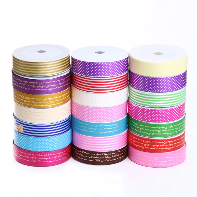 45meters 3cm Printed Stripe&Dot Plastic Ribbon for crafts Wedding