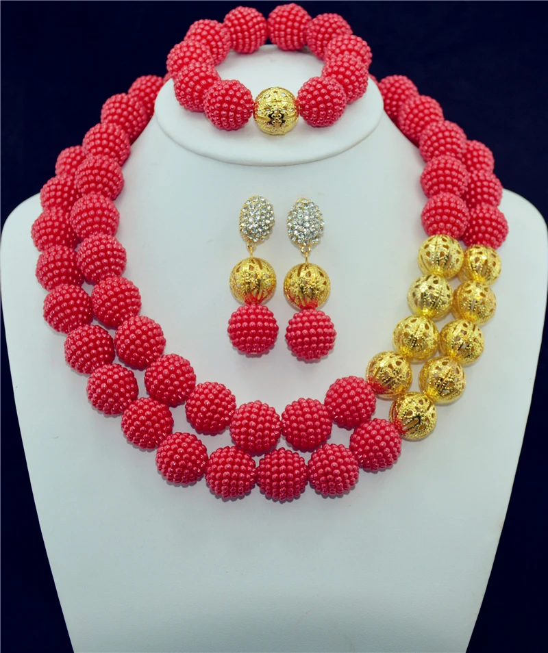 

Accessories Wedding African Beads New Jewelry Sets Gold-color Crystal Vintage Costume Earring Bracelet Necklace Set