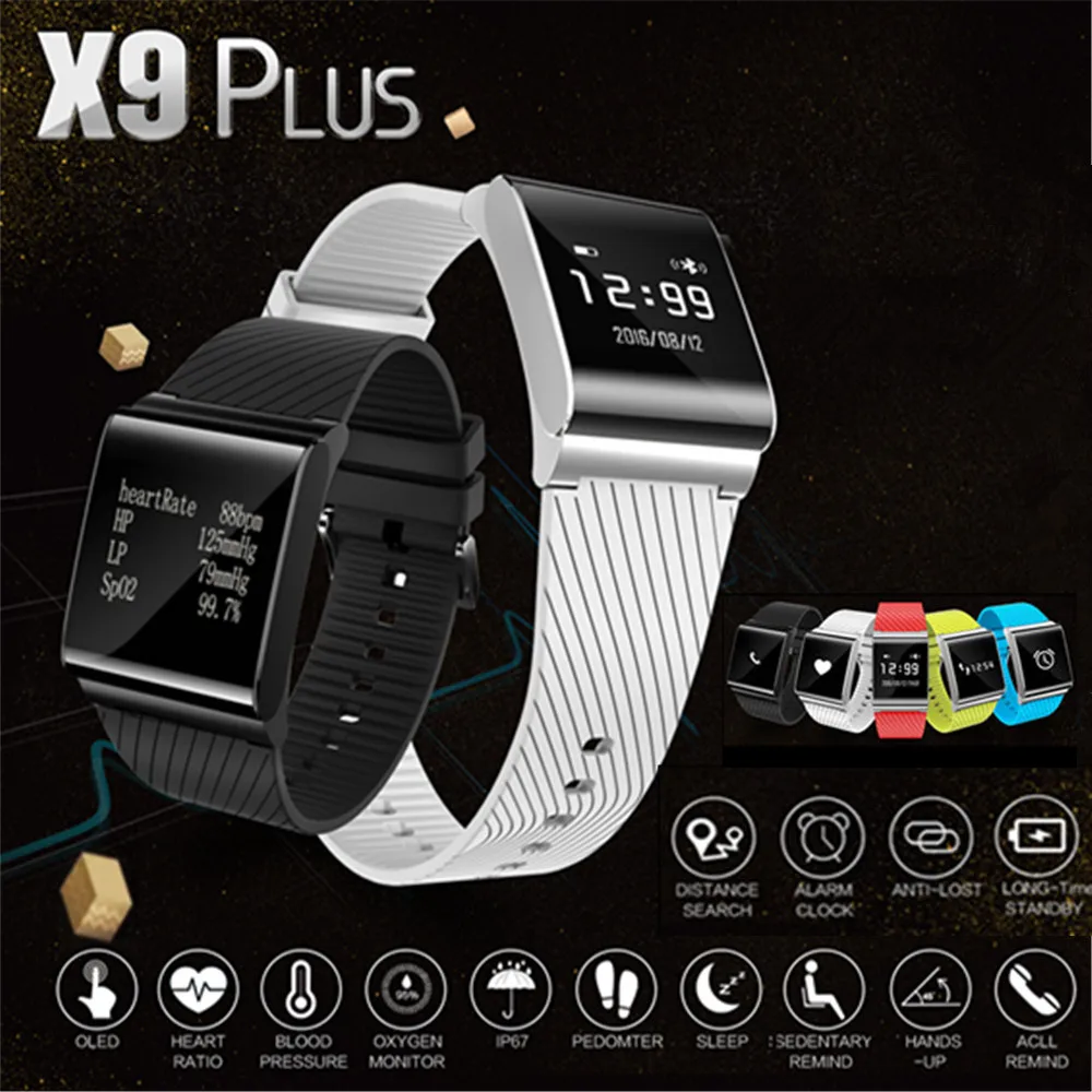 

X9 plus large touch screen smart bracelet upgraded heart rate monitor blood pressure & oxygen monitor smart band for Android IOS