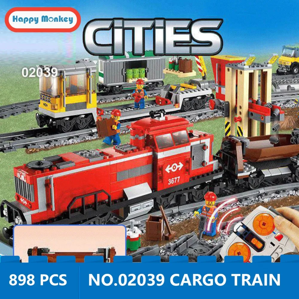 

Compatible With Train locomotive track Legoingly Model Building Blocks toys 02039 RED CARGO TRAIN 3677 Gift for boys GK30