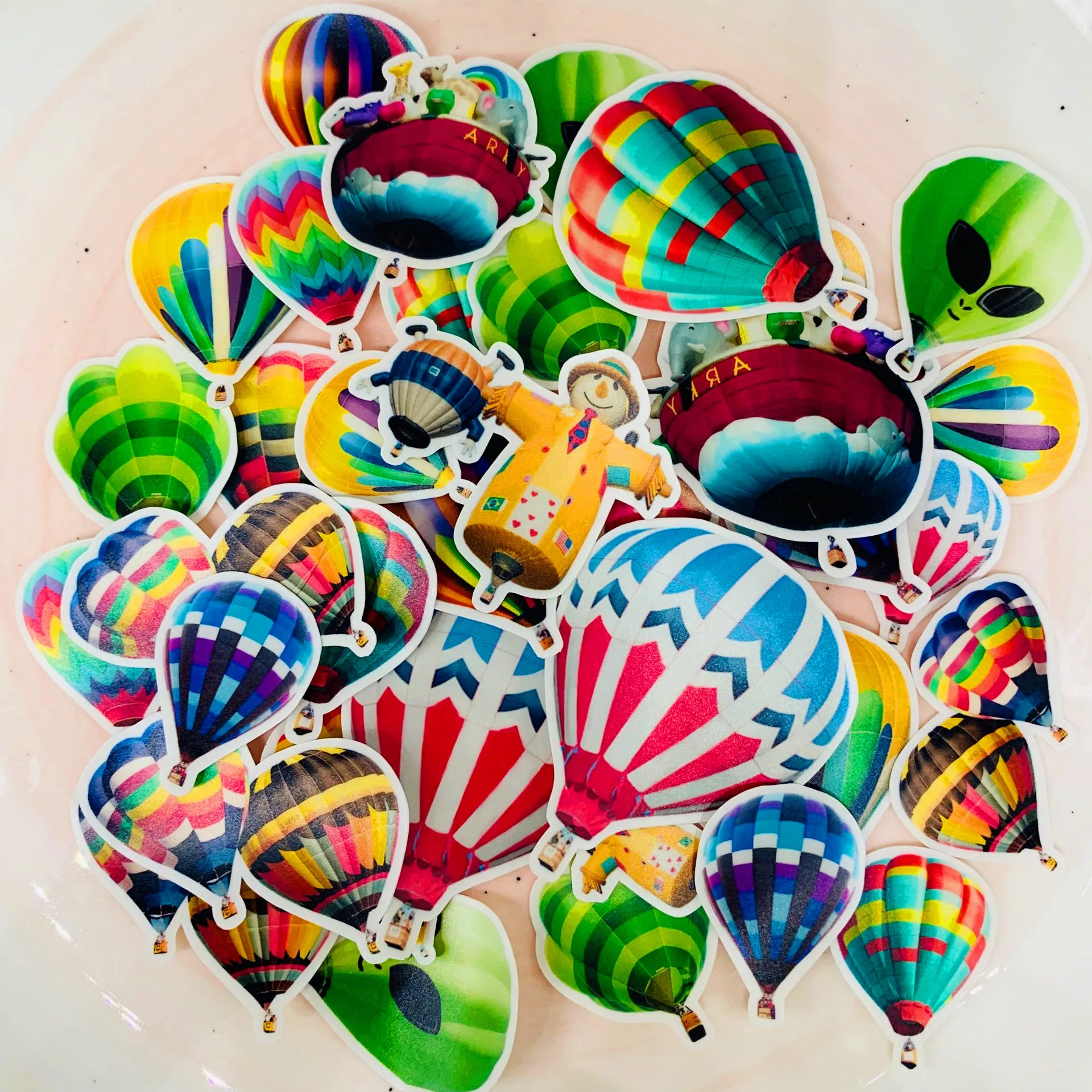 

40pcs hot air balloon Kids Fun Paper Stickers Homemade Bookkeeping Decals on Laptop / Decorative scrapbooking / DIY