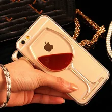 For iphone 7 case Hot red Wine Cup Liquid Quicksand Transparent Case For iPhone 6 6S 7 8 plus X 4 4S 5S SE Phone Case Back Cover protective leopard plastic back case for iphone 4 4s pink