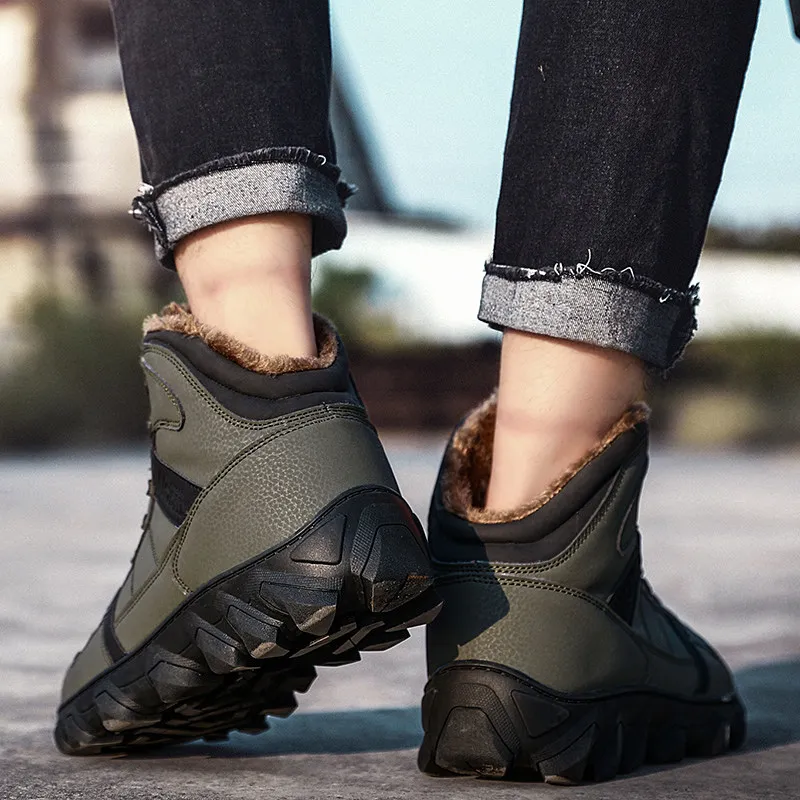 AKZ 2018 Новое поступление Для мужчин; ботильоны зимние теплые Зимние ботинки из искусственной кожи дышащие мужские рабочие ботинки мужская
