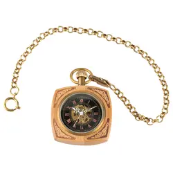 Изысканные роскошные римские цифры Дисплей Механические карманные часы с золотой брелок цепи унисекс Ретро часы подарок reloj de bolsillo
