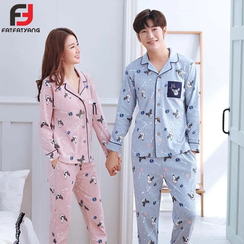 Young Lovers Pajamas Sets Women Men Nightwear Casual Cute Dogs Print