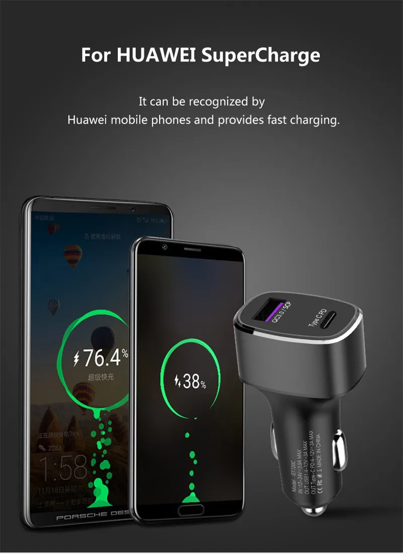 MLLSE SuperCharge +QC3.0 + PD Fast Quick Car Charger For iPhone X 8 SAMSUNG S9 S8+Note 8 HUAWEI P20 Pro P20 P10 P10 Plus Honor 9 (12)