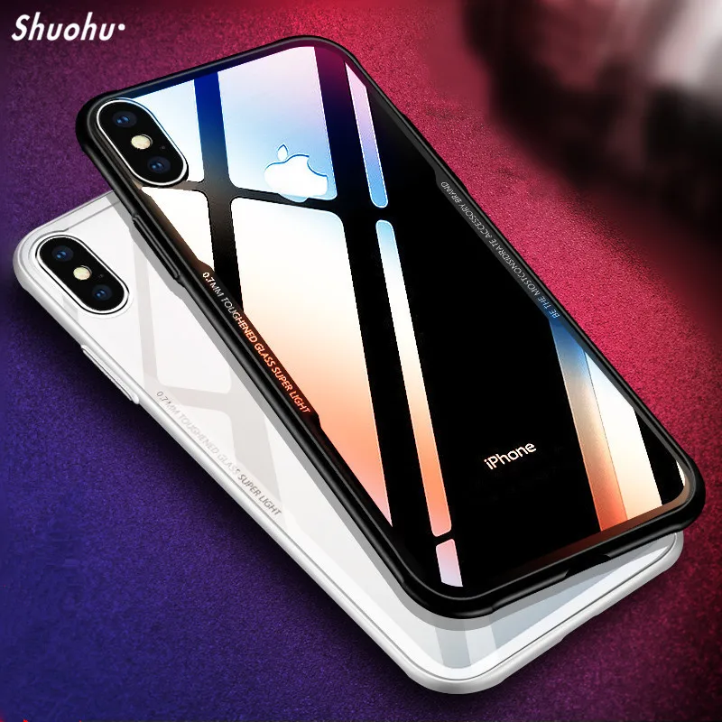 SHUOHU закаленное Стекло телефон сумка чехол для Iphone 7 6 S Plus Роскошные Прозрачная