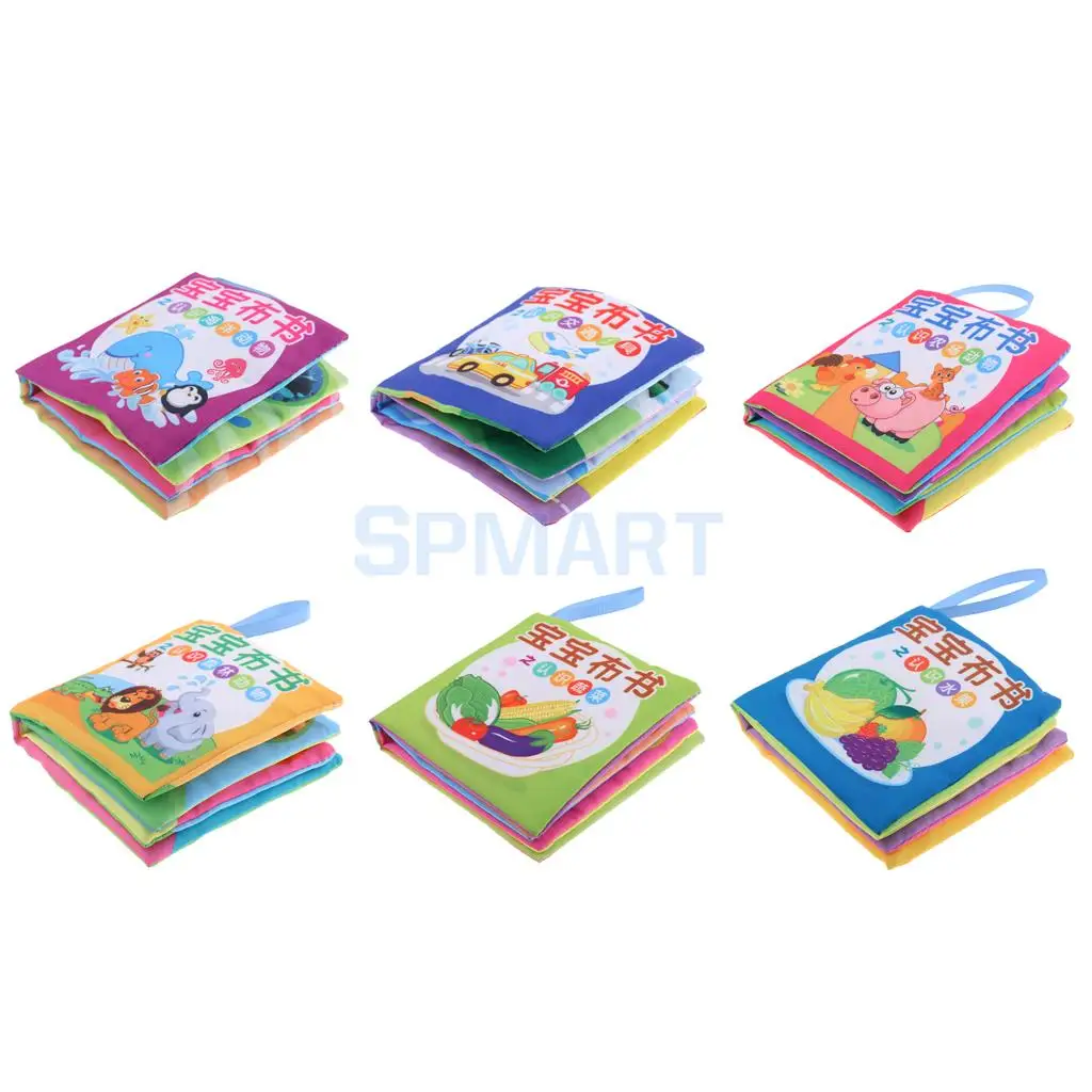 6 Patterns Set Soft Cloth Book Kids Baby Toddler Shapes Colors English Chinese Educational Toy Cognize Animals Fruits Vegetables
