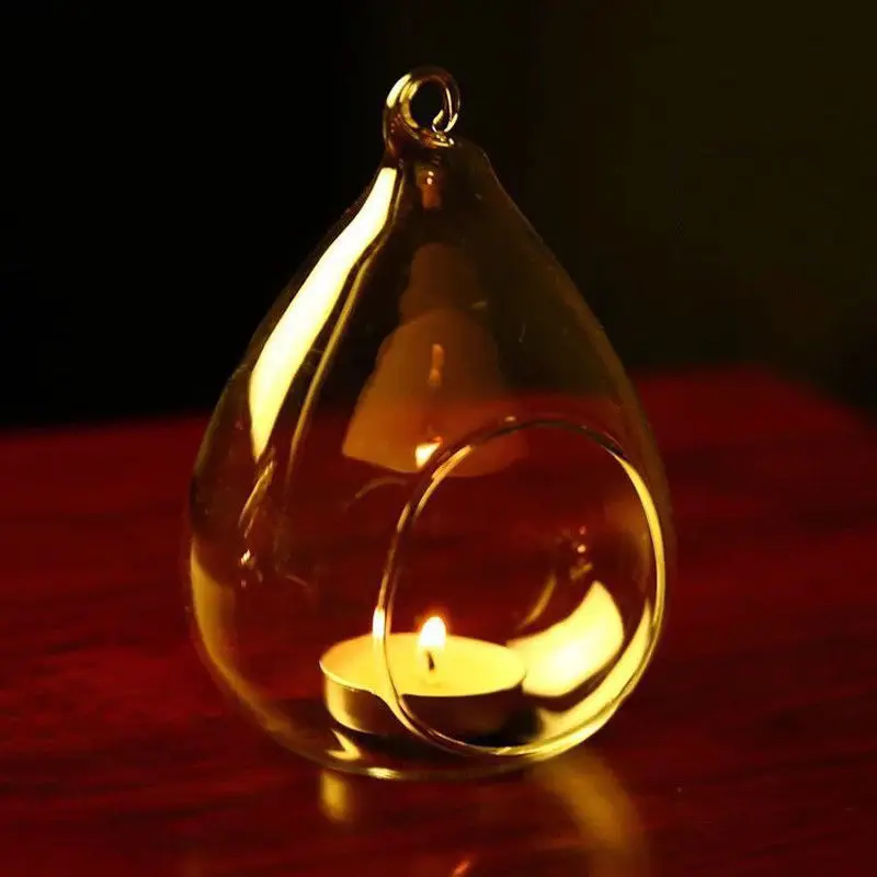 Суккулент стиль подвесная стеклянная безделушка шар Свеча Чай светильник держатель ваза - Цвет: D