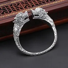 S925 Стерлинговое Серебряные ювелирные изделия Ретро тайский серебряный властная двойной кран Для мужчин популярные открытые браслет