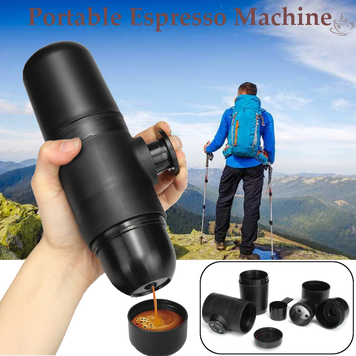 

140ml Cup Portable Semi-automatic Food Grade PP Piston Espresso Machine Press Coffee Maker Hand Operate Travel Detachable Design