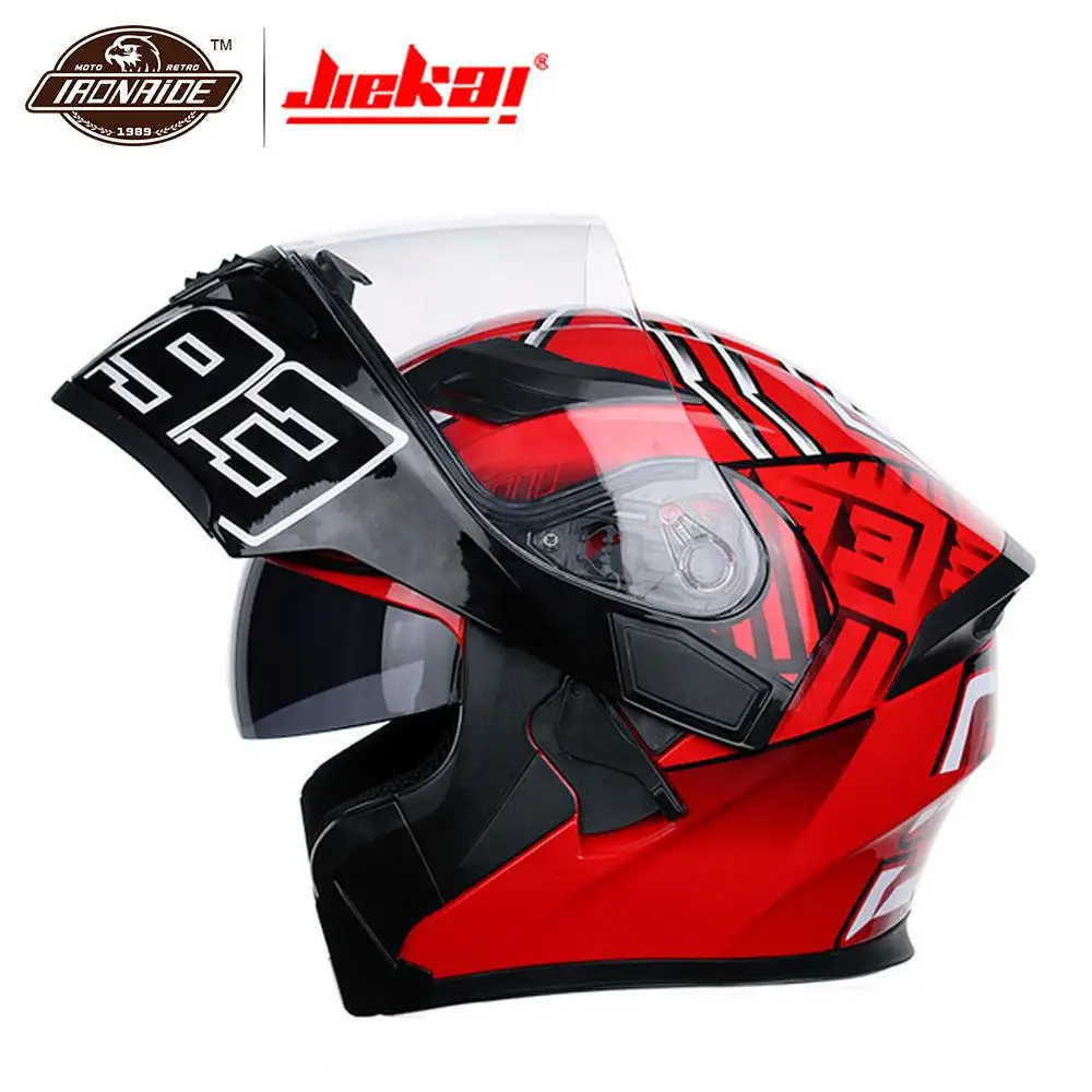 

JIEKAI Flip Up Racing Helmet Dual Lens Motorcycle Helmet Full Face Safe Motorcycle Helmets Casco Capacete Moto Casque