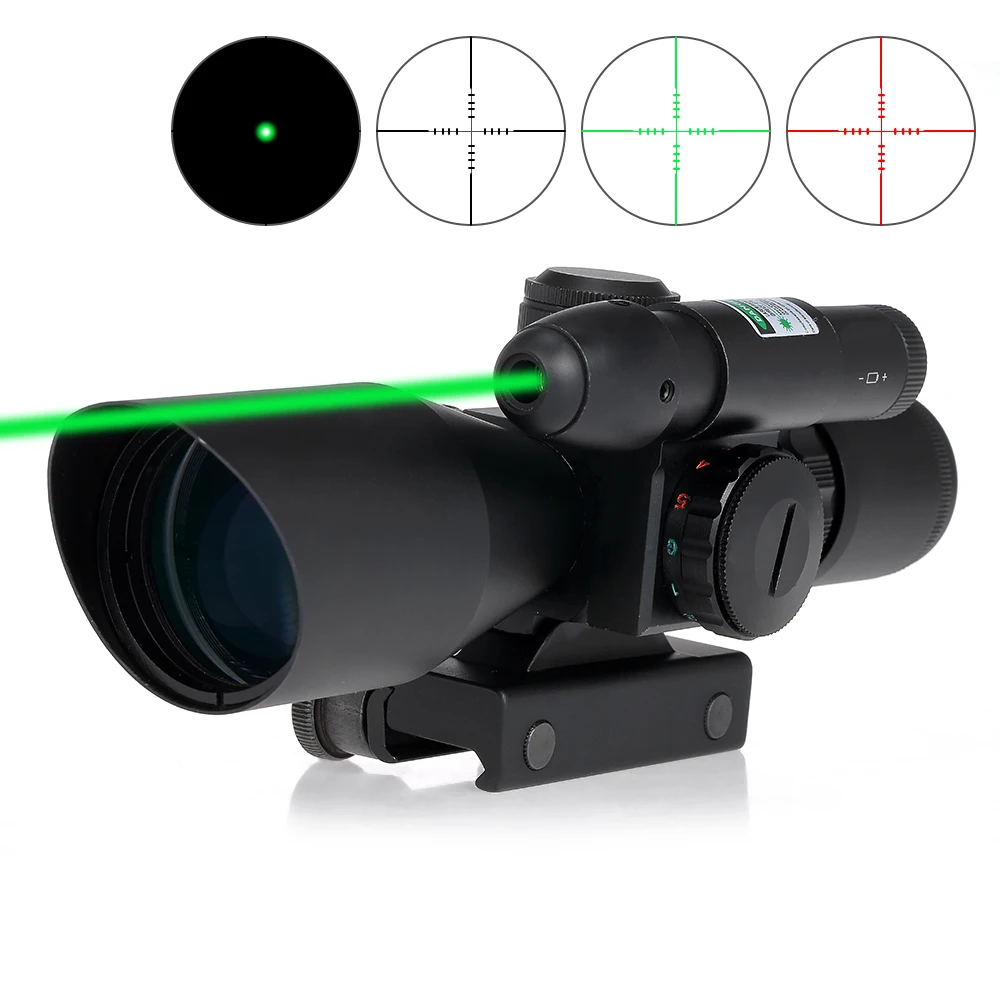

Hunting 2.5-10X40 Airsofts Riflescope Green Red Dual Illuminated Reticle Tactical Mil-Dot Laser Sight Optics Rifle Scope