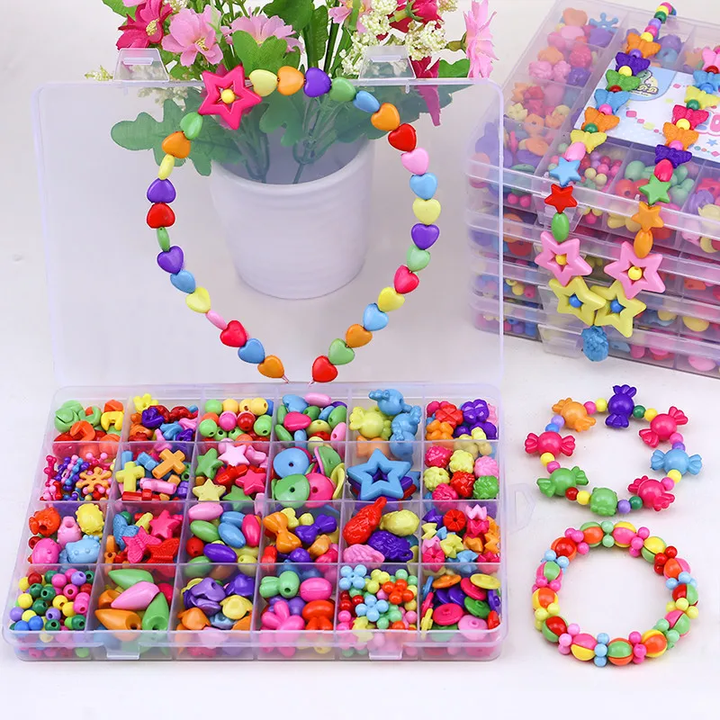 24 цвета подарок для девочки бусы игрушки для детей Кружевное колье браслет рукоделие материал набор бусин искусство и ремесло творчество