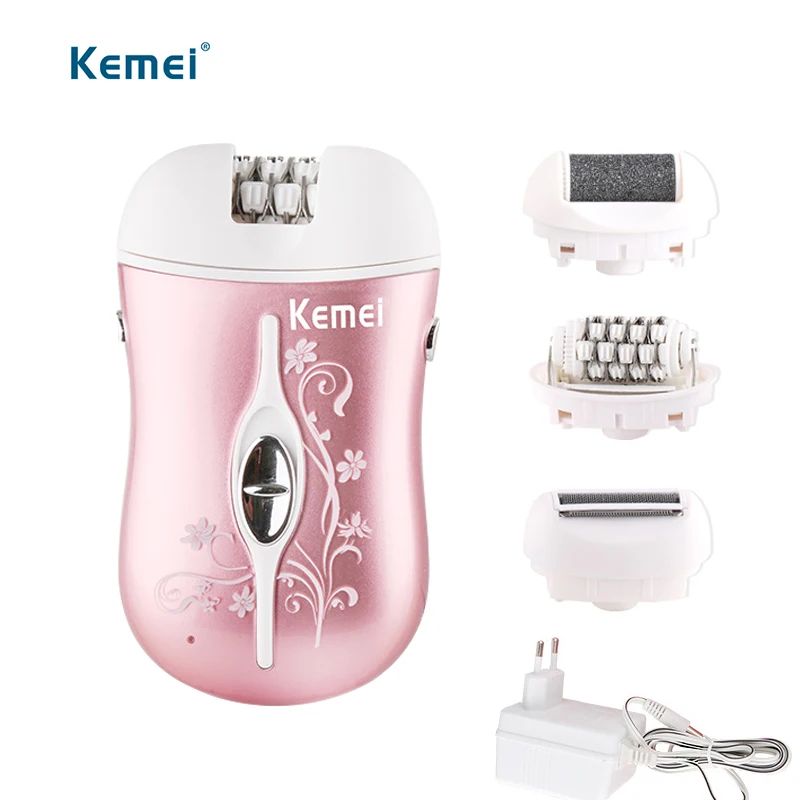 

Kemei 4 in 1 Electric Epilator foot care tool hair trimmer grooming kit for women hair removal machine