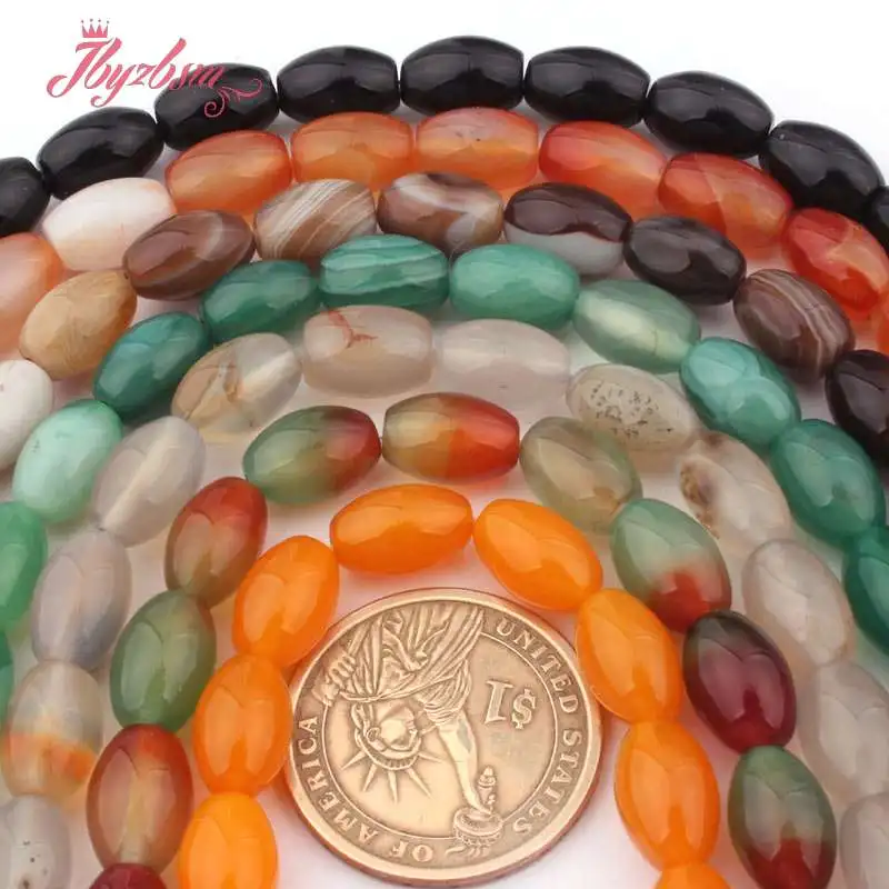 

8x12mm Smooth Oval Mutil-Color Agates Stone Spacer Loose Beads Strand 15"For Necklace Bracelet Jewelry Making,Free Shipping DIY