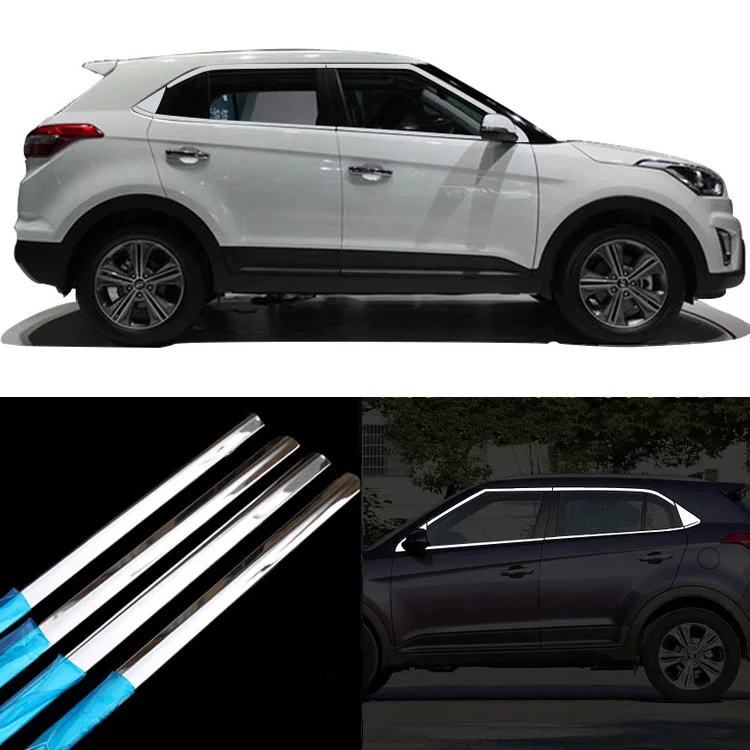 Молдинги для дверей и окон Hyundai IX25 из нержавеющей стали 12 шт.|trim molding|trim door |