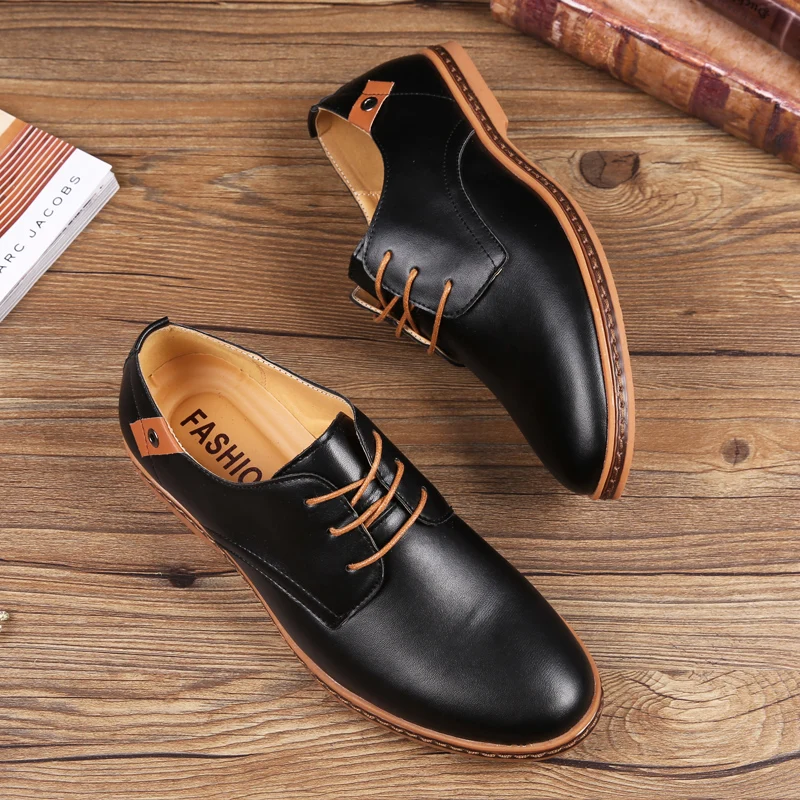 ROXDIA New Fashion Spring Autumn Men Flats Lace-up Casual Waterproof Shoes Work Flat Driver Men's Shoe Plus Size 39-48 RXM936