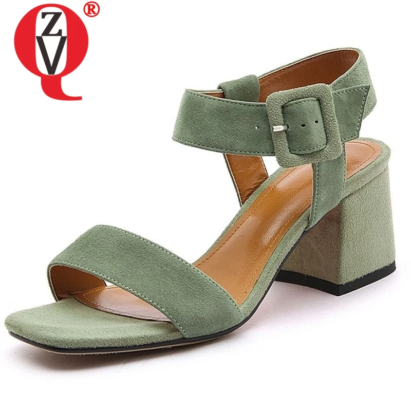 green heels square toe