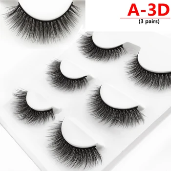 

New A Series 3 Pair 3D Mink Eyelashes Natural Long Makeup Ffalse Eyelash Hand Made Lashes Full Strip Extension False Eyelashes