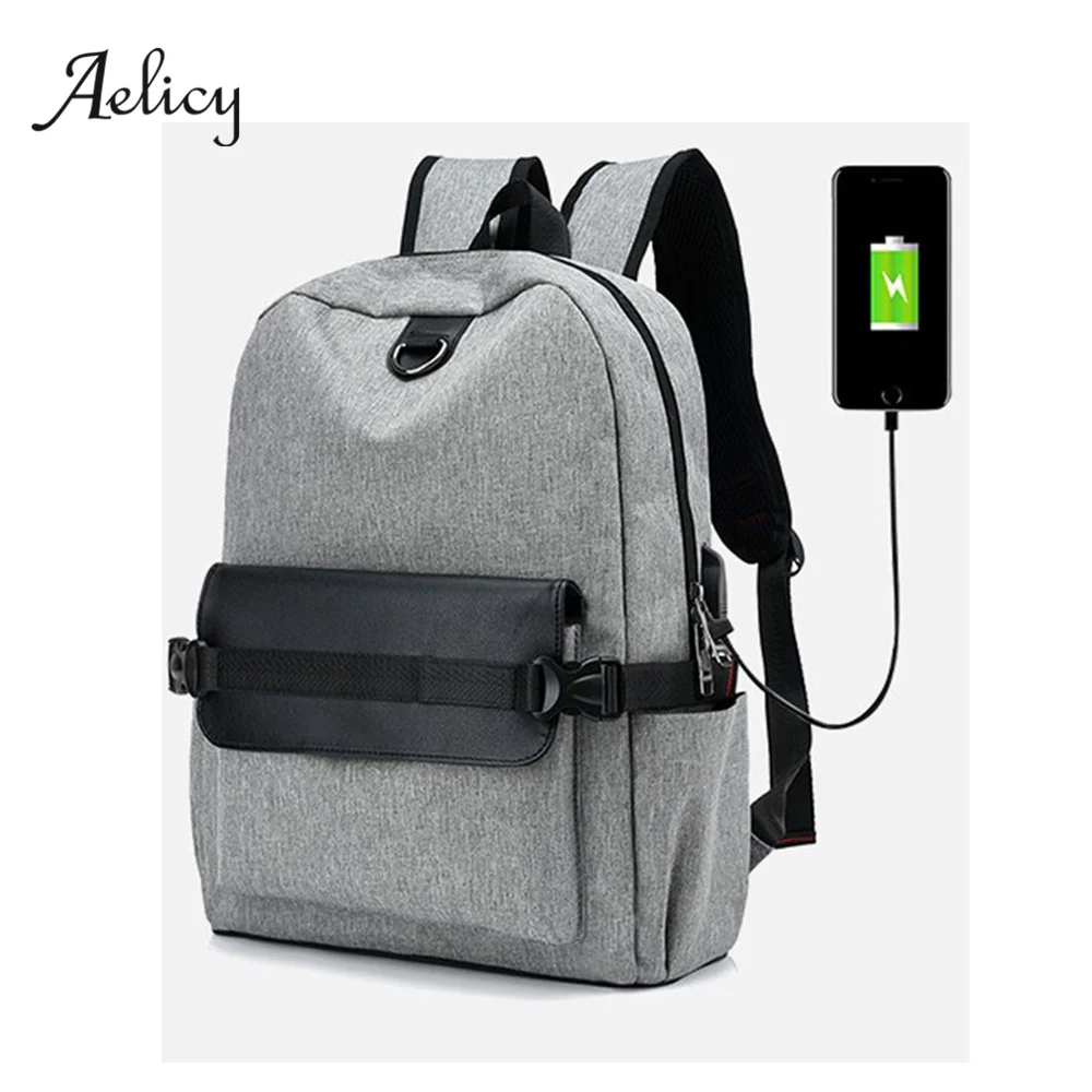 

Aelicy Men Women Laptop Backpack Unisex Canvas Rechargeable Backpack Large Capacity Students Fashion School Bags Rugzak 0921