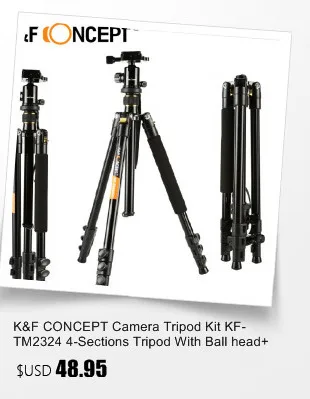 K& F CONCEPT KF-TM2324 для профессиональной цифровой видео Камера штатив Портативный 4 секции штативы со сферическим креплением Cardinal number+ сумка для цифровой зеркальной камеры Canon Nikon