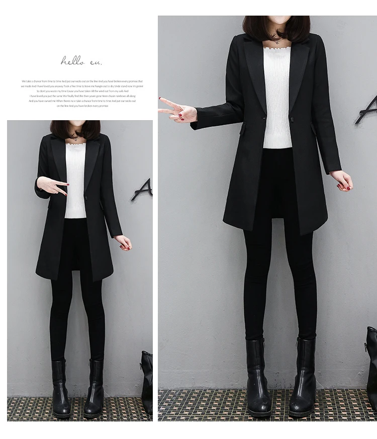Высококачественным Для женщин сплошной цвет Блейзер Feminino Размеры S-3XL Для женщин куртка пиджак черный Для женщин пальто женские офисные tb101