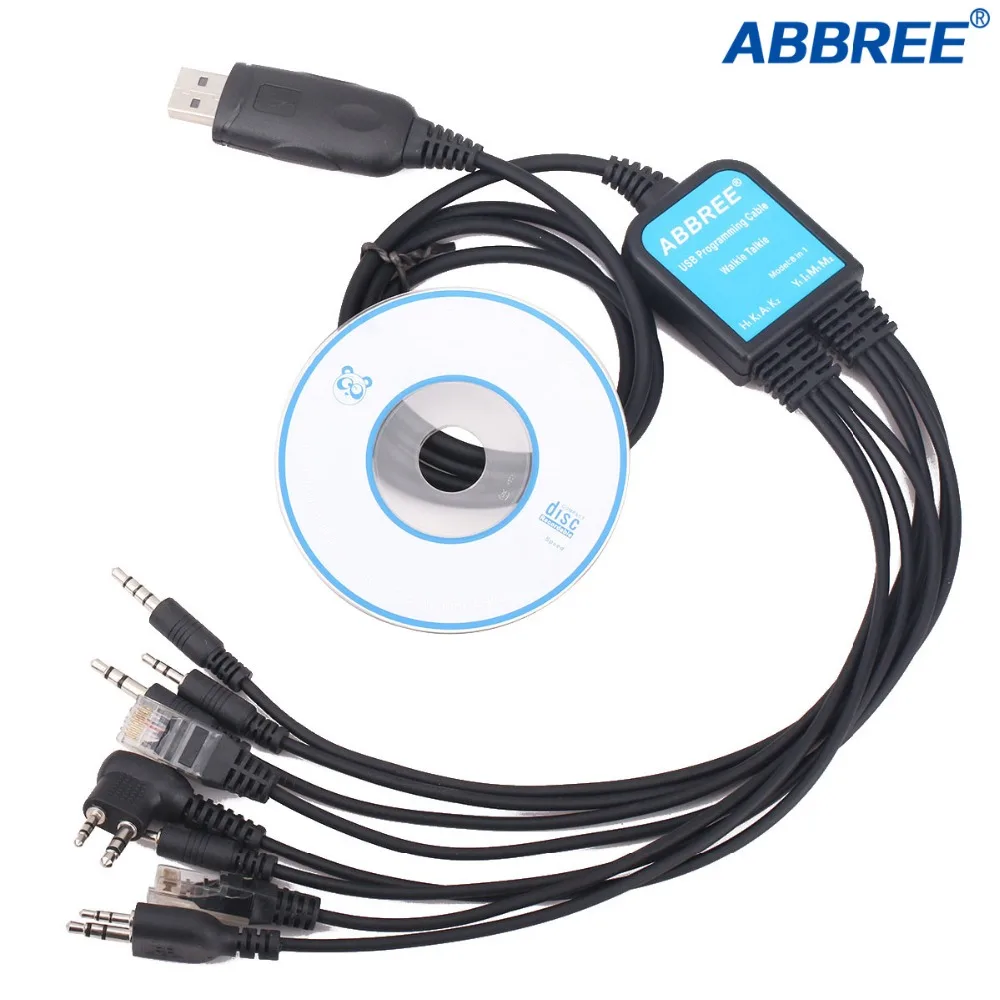 Abbree 8 в 1 USB кабель для программирования Baofeng UV5R UV82 888S для TYT Kenwood Motorola Yaesu Icom HYT Walkie Talkie Автомобильная рация