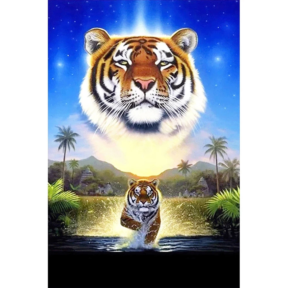 

Full square diamond DIY diamond embroidery Tiger in the water diamond painting cross stitch rhinestone mosaic decoration gift