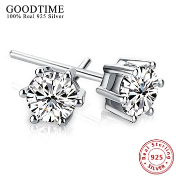 

100% Real Genuine 925 Sterling Earrings Jewelry Solid 925 Silver Stud Earrings Brincos fashion women jewelry AJE053