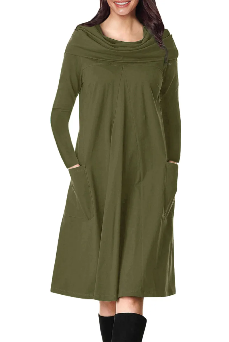 Olive-Green-Cowl-Neck-Long-Sleeve-Jersey-Dress-LC610875-9-1
