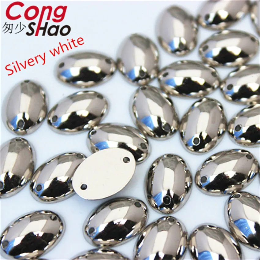 Cong Shao 100Pcs 10mm Gold Color stones and crystal Acrylic Round rhinestone trim flatback sewing 2 Hole DIY Wedding Dress ZZ733