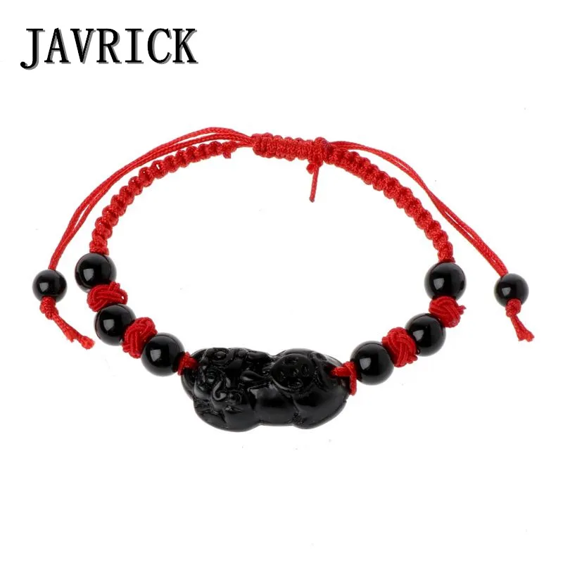 

JAVRICK Obsidian Stone Pi Xiu Kabbalah Red String Bracelet Attract Wealth Good Luck