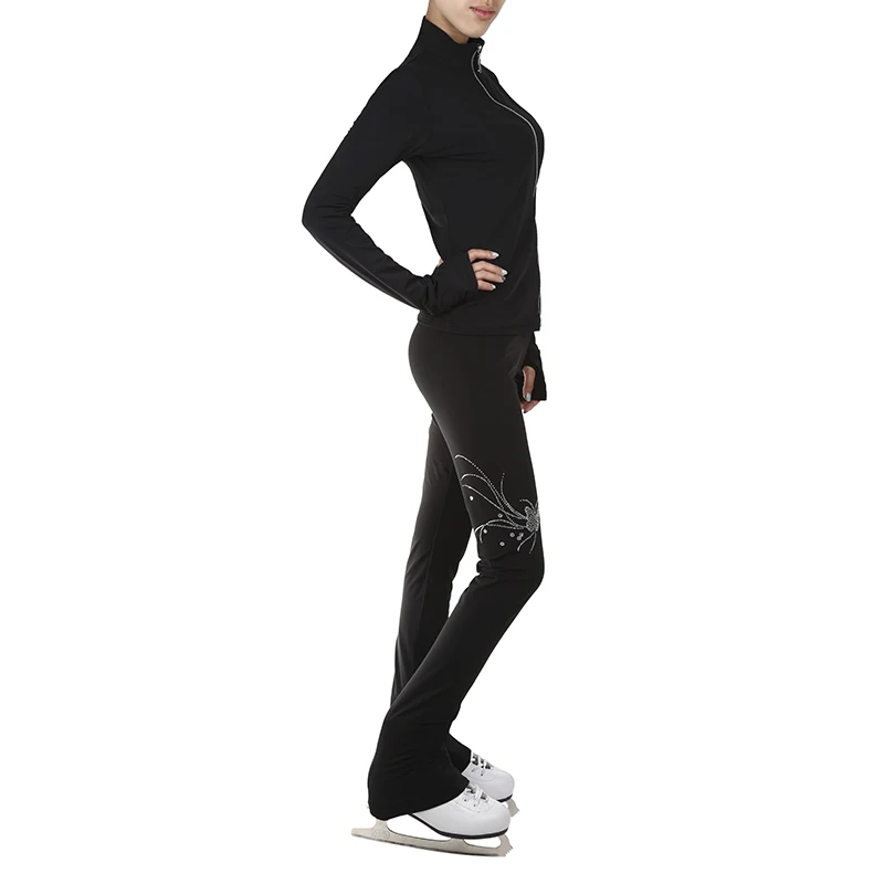 Customized Figure Skating Suits Jacket and Pants Long Trousers for Girl Women Training Patinaje Ice Skating Warm Gymnastics 7
