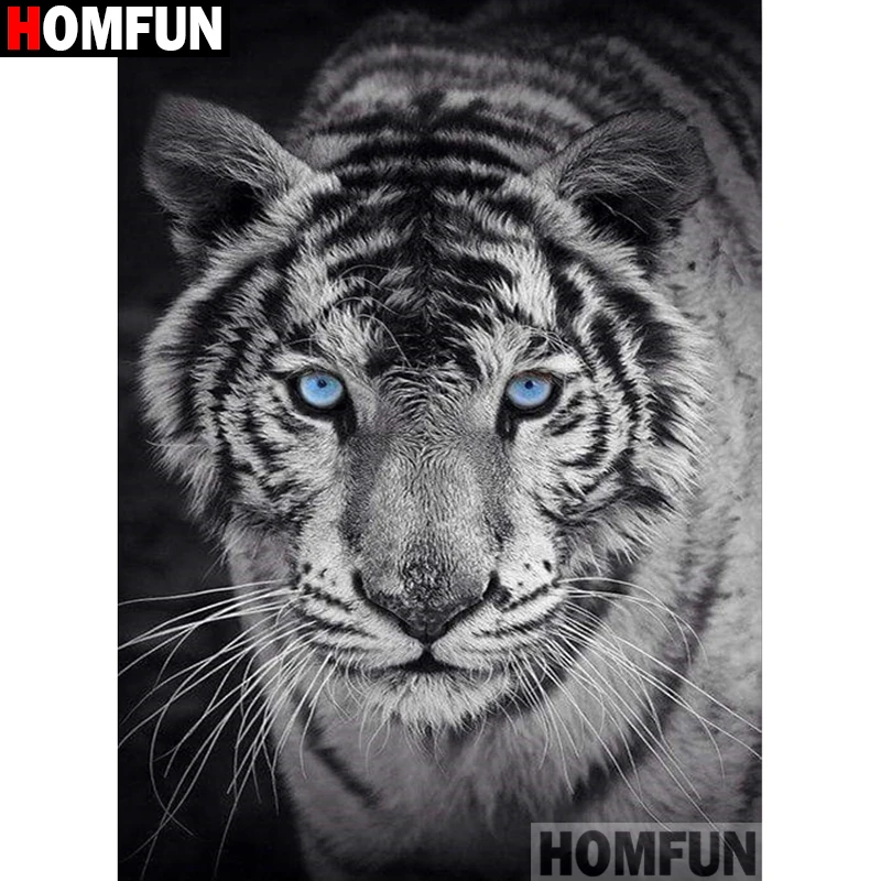 Алмазная 5D картина HOMFUN Белый Тигр сделай сам полная вышивка Стразы для