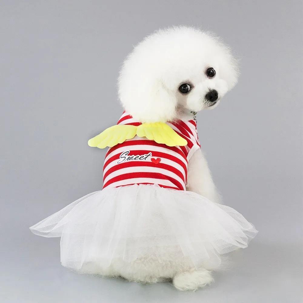 Собака кошка платье собак Одежда для питомец, маленькая собачка Ангела платье принцессы боди платье юбка щенок цветок Костюмы Pet CatCostume - Цвет: red