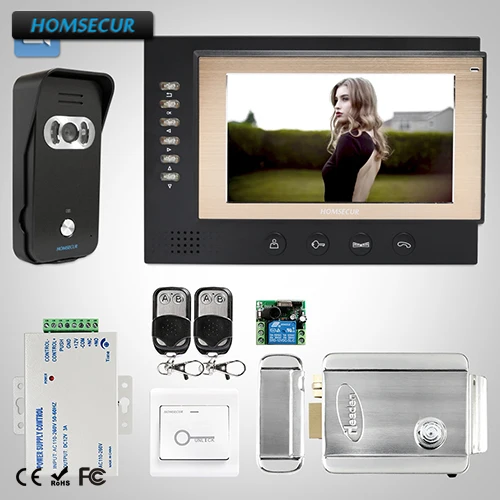 

HOMSECUR 7" Video Door Entry Security Intercom Electric Lock+Keys Included: TC021-B Camera (Black)+TM701R-B Monitor (Black)