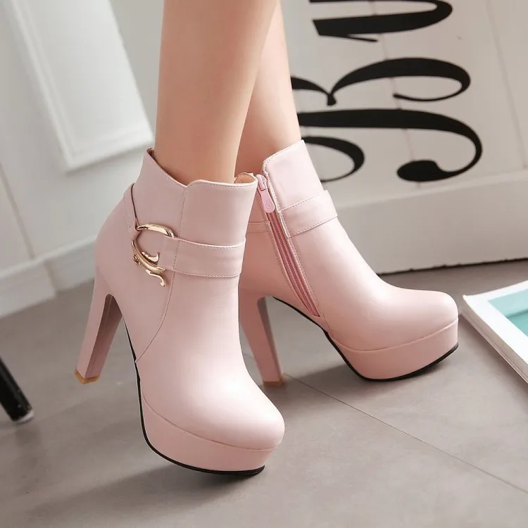 Womens Fashion Elegant Booties High Heels Shoes For Ladies Online Black And White Platform Ankle Boots Pink Beige50