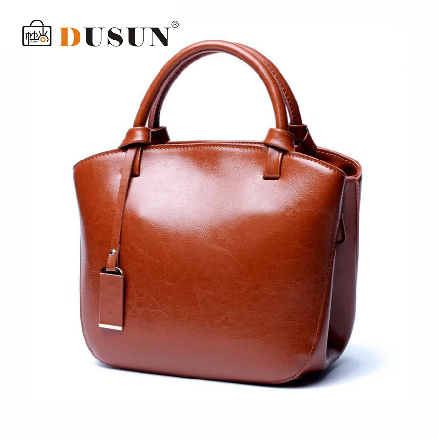 

DUSUN New Women Retro Genuine Leather Tote Fashion Simple Handbag Cow Leather Shoulder Bags Female High Capacity Messenger Bag