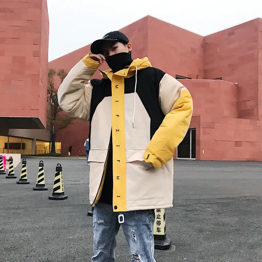 

Long Parka Puffer Cotton Coat Men Korean Warm Man Jacket Winter Hooded Streetwear Loose New Mens Fashion Overcoat Padded Jackets