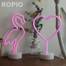 ROPIO LED Neon Abajur Night Light Table Night Lamp Flamingo Angel Heart Battery Operated for Home Wedding Christmas Decoration ROPIO LED Neon Abajur Night Light Table Night Lamp Flamingo Angel Heart Battery Operated for Home Wedding Christmas Decoration