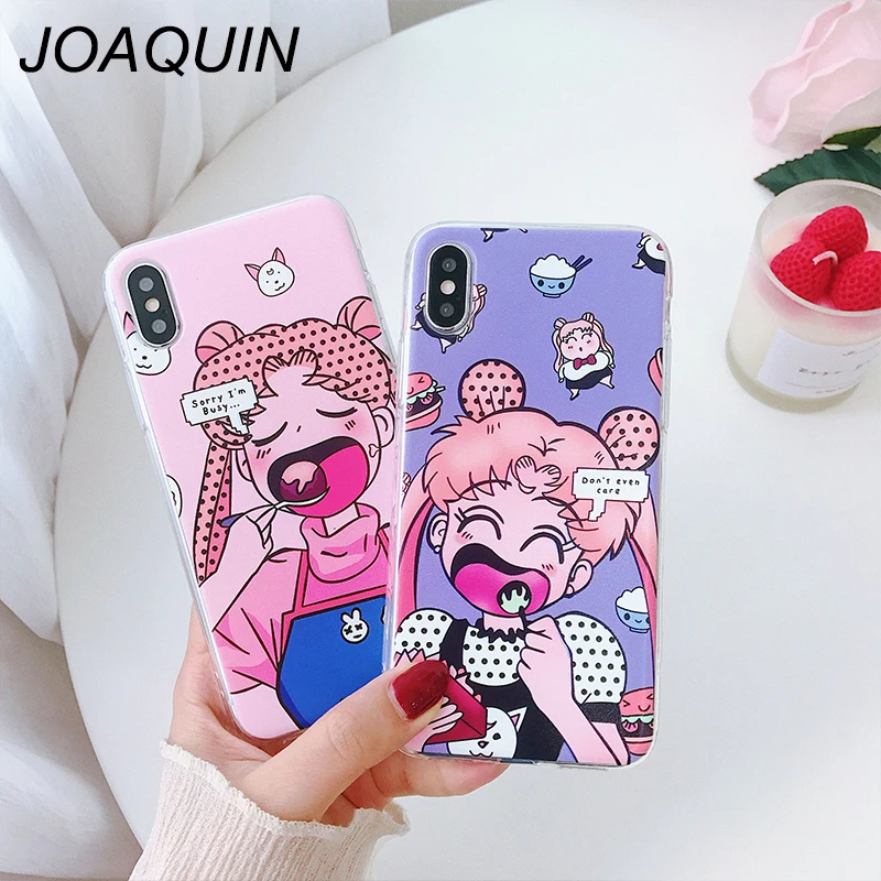 

3D Cute Cartoon Flower Sailor Moon Pretty Girl Pattern Clear Soft TPU Phone Case for Apple iPhone X XS 6 6S 7 8 Plus Cover