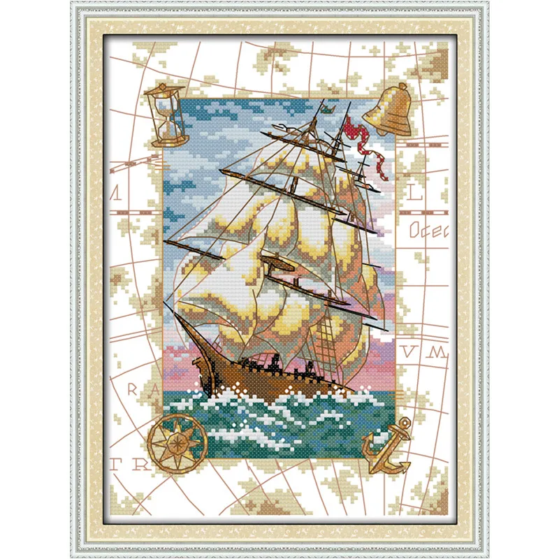 Landscape Cross Stitch Patterns Free Oceangoing Voyage Diy Handmade Needlework Cross Stitch Set Chinese Embroidery Cross Stitch Embroidery Cross Stitch Handmade Needleworkcross Stitch Set Aliexpress