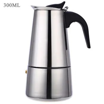 

New 6 Cups 300ML Coffee Maker Pot Plastic Handle Design Household Stainless Steel Mocha Espresso Latte Percolator Coffee Tea Pot
