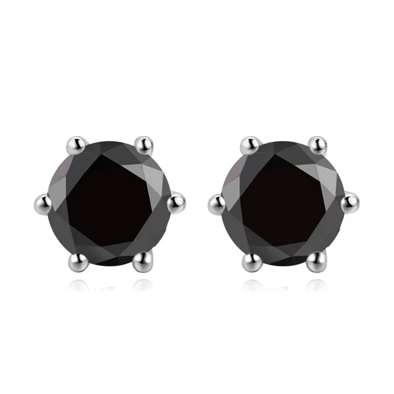 925 Sterling Silver Black CZ Stud Earrings
