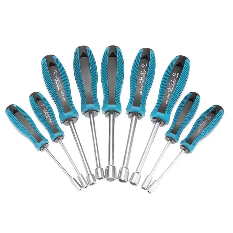

9pcs Hexagon Socket Screwdriver Set Multifunction Rubber Handle CR-V Hex Screw Bit Set 3.0mm -1.0mm Hand tools