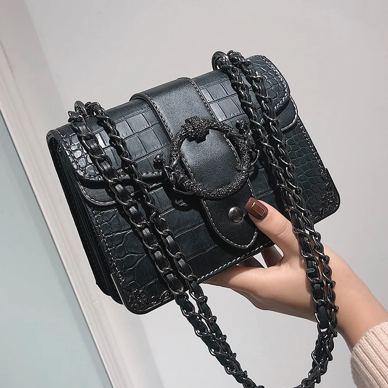 Kopen Luxe Handtas Retro Mode 2019 Nieuwe Kwaliteit Pu Leer Vrouwen Designer Handtas Krokodil Patroon Keten Schoudertas Messenger Bag