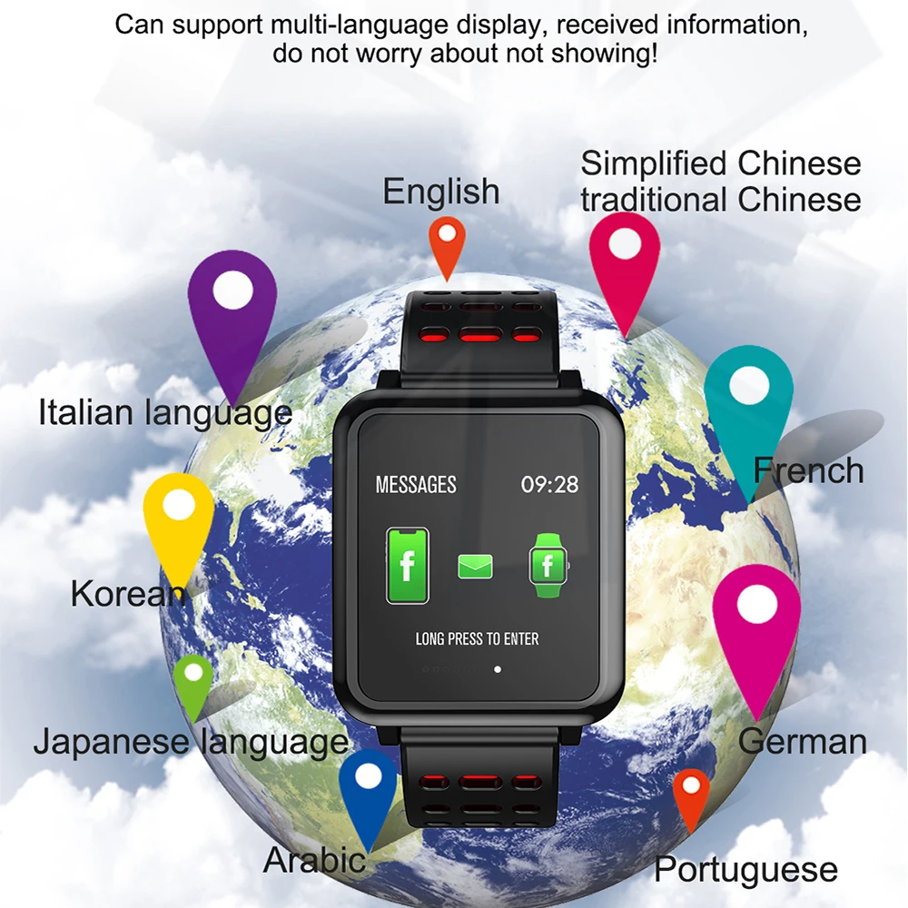 Timethinker T2 Smart Watch Bracelet Men Reloj Bluetooth Sports Smartwatch Relogios Blood Pressure Heart Rate Monitor IP67 PK Q8