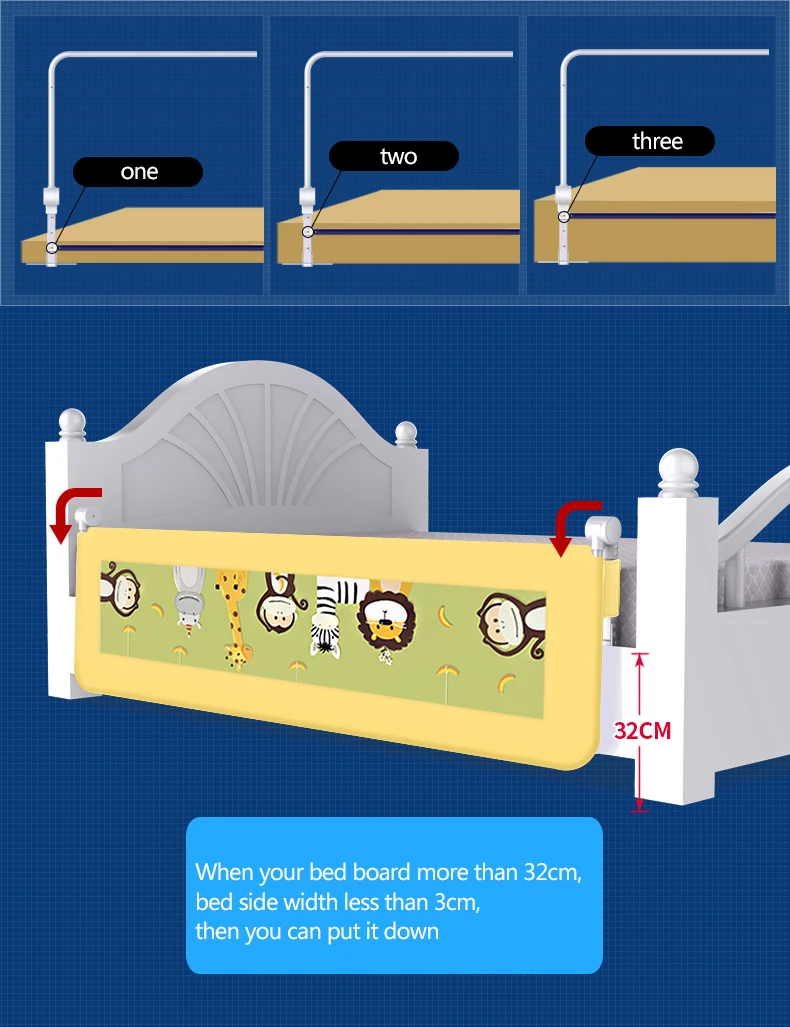 Ограждение детской кроватки хлопок общие перила Небьющийся детская прикроватная ободок 72 см высокая