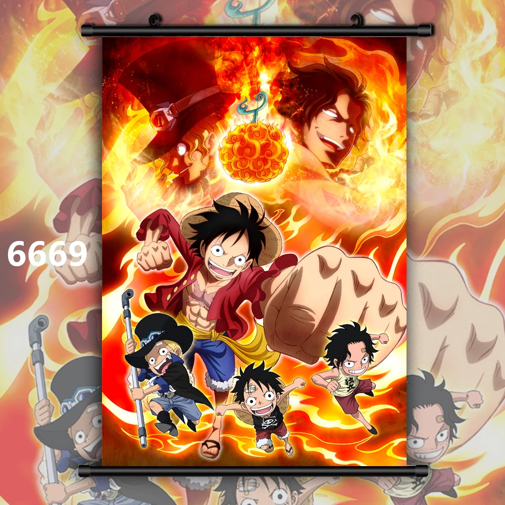 One piece Portgas D Ace Луффи Аниме Манга настенный плакат свиток - Цвет: 6669